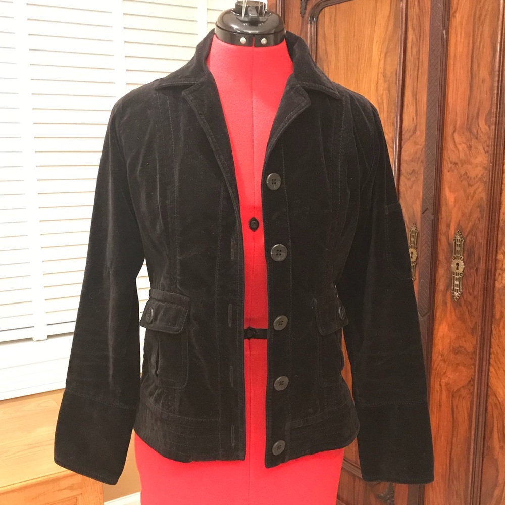 CAbi Cotton Velour Button Front Jacket